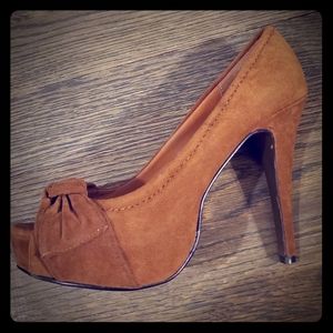Brown suede heels